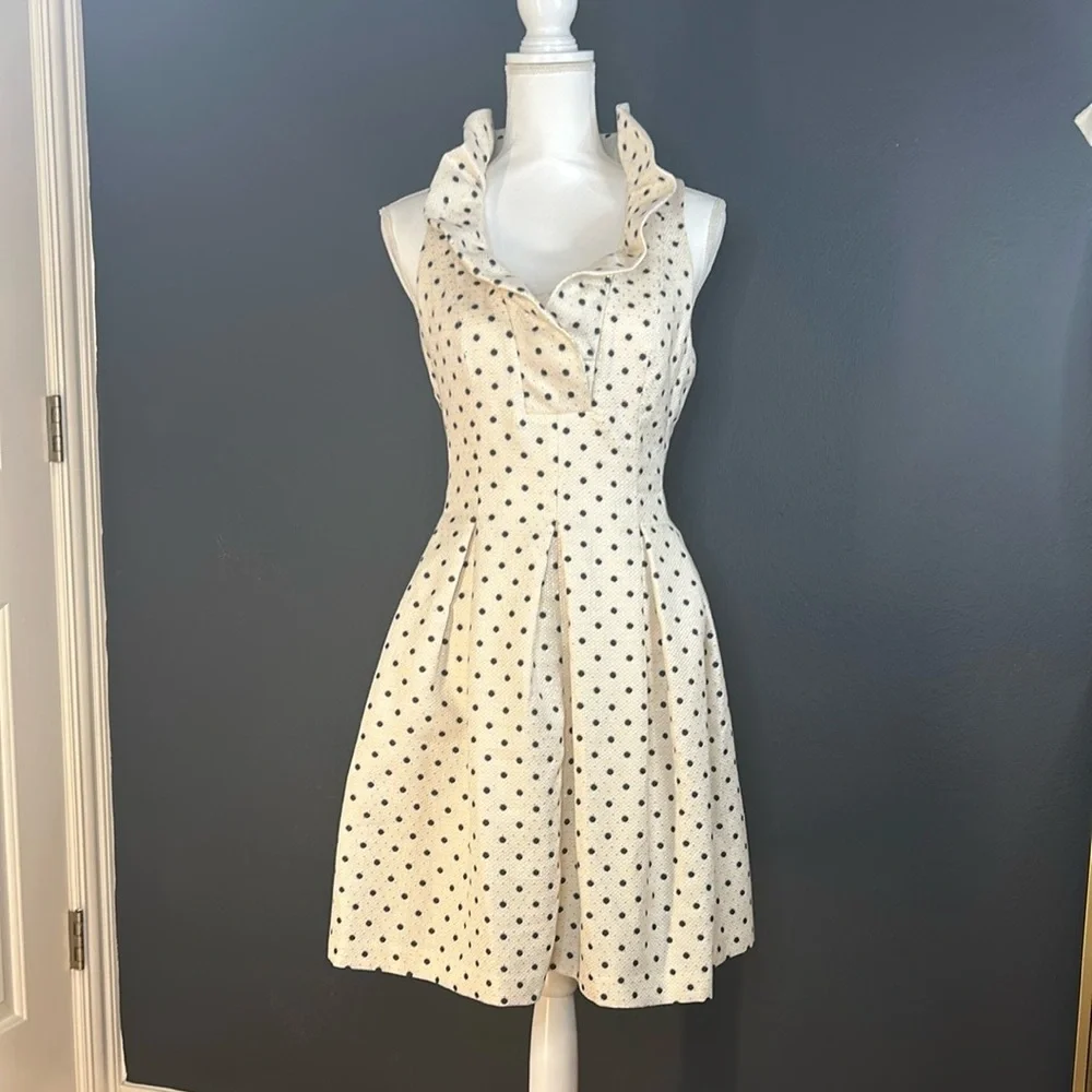 NWT Harper Rose Fit & Flare Dress | Metallic Gold & Black Polka Dot | Size 8 - Picture 3 of 12